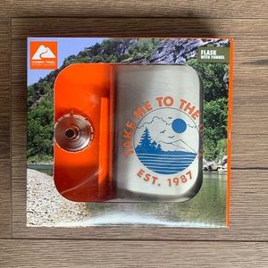 Ozark Trail 7.5oz Stainless Steel Flask with Attached Cap and Easy-pour Funnel